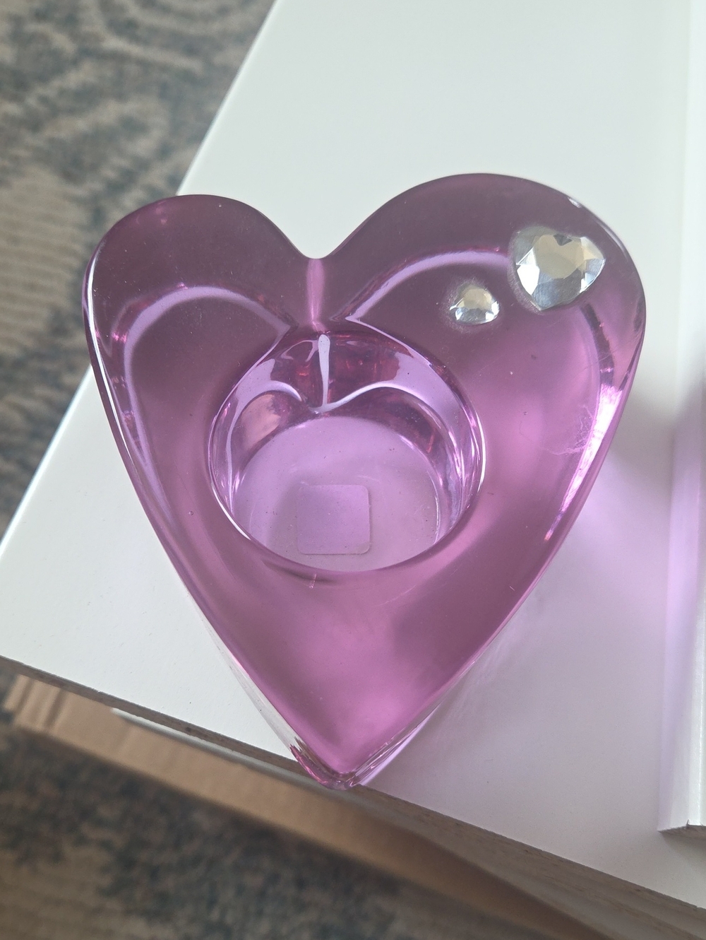 Purple Partylite Heart Glass Tealight Holder